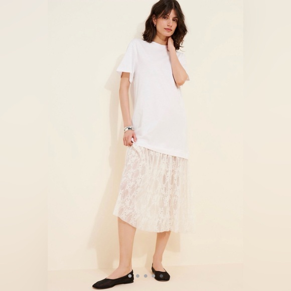 Anthropologie Cream Lace Midi Skirt - Picture 4 of 4